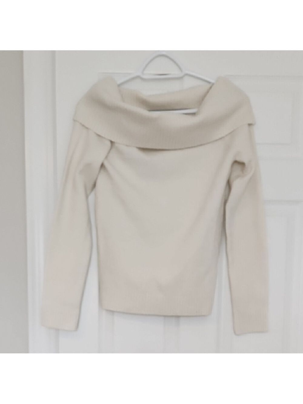 Elegant Cream Off-Shoulder Sweater